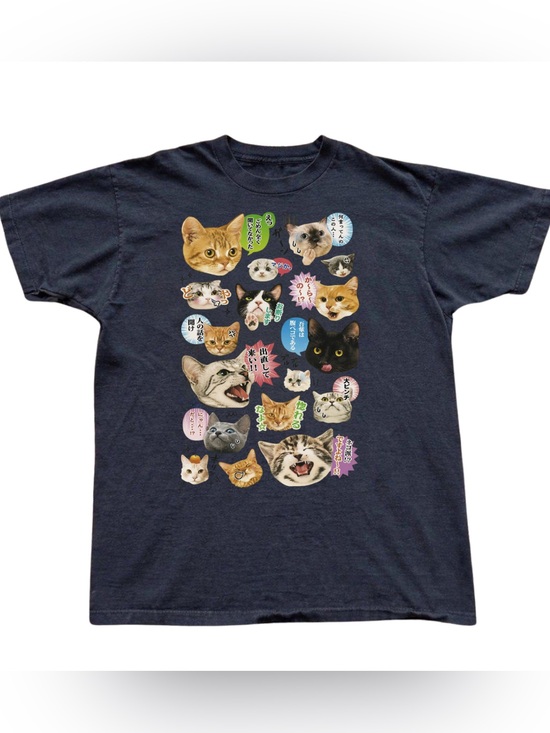 Gildan Other - Black Cat Faces Graphic Tee - Colorful Cat Vintage Unisex